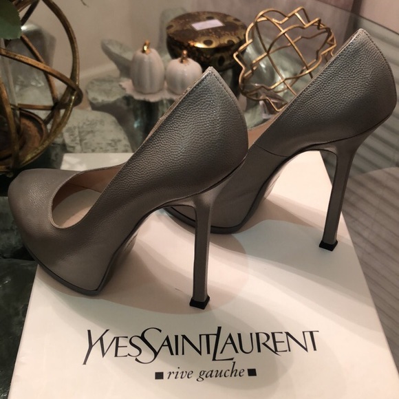 Yves Saint Laurent Shoes - Authentic YSL Tribtoo 105 Pump in Stone Beige